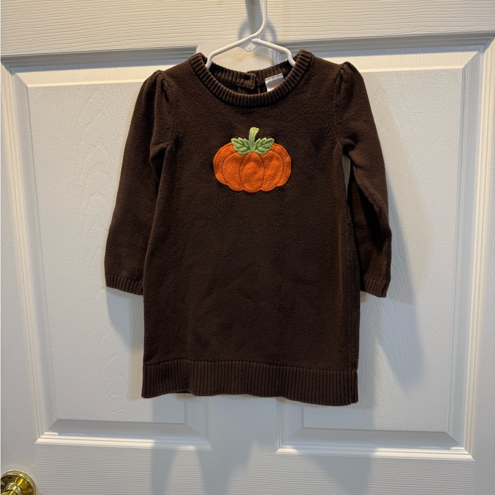Gymboree Brown Dress with Orange Pumpkin